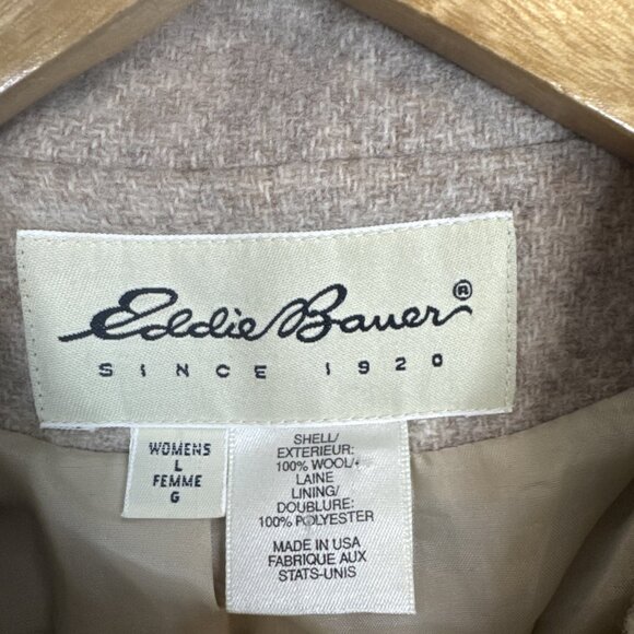 Vintage Eddie Bauer Women’s Wool Blazer Jacket Beige 100% Wool USA‎ Size L - Picture 3 of 6